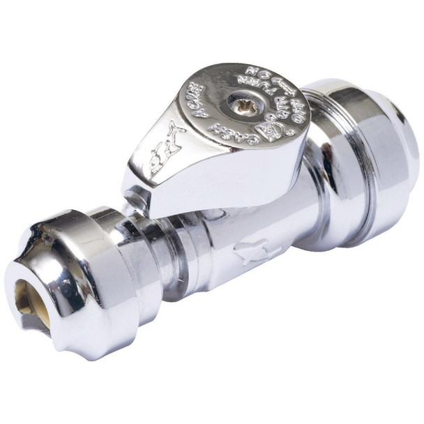 23049-0000LF SharkBite 1/2 In. x 1/4 In. (3/8 In. OD) Brass Straight Stop Valve