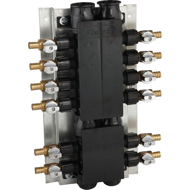 RM22712 SharkBite 12 Port Barb PEX Manifold with Brass Ball Shutoff Valves