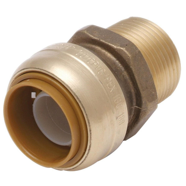 U116LFA Sharkbite 1/2 In. x 3/4 In. Reducing Brass Push-to-Connect Male Adapter