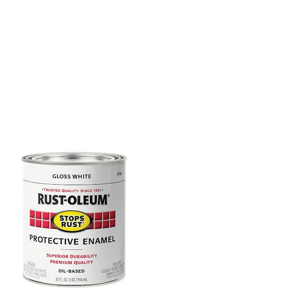 7792504 Rust-Oleum Stops Rust Oil Based Gloss Protective Rust Control Enamel, White, 1 Qt.