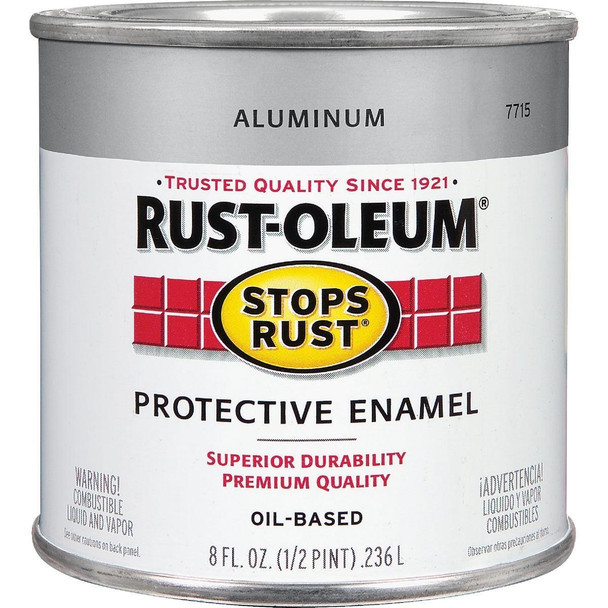 7715730 Rust-Oleum Stops Rust Oil Based Gloss Protective Rust Control Enamel, Aluminum, 1/2 Pt.