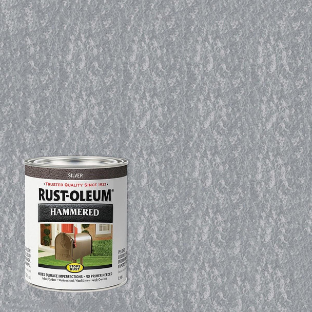 7213502 Rust-Oleum Stops Rust Hammered Paint, Silver, 1 Qt.