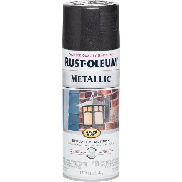 7250830 Rust-Oleum Stops Rust 11 Oz. Metallic Satin Spray Paint, Black Night