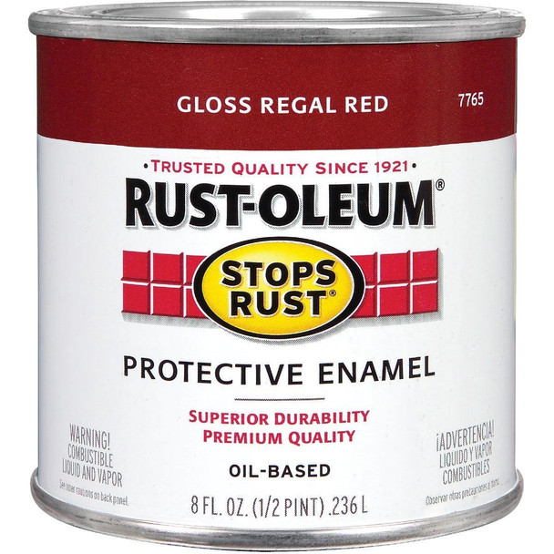 7765730 Rust-Oleum Stops Rust Oil Based Gloss Protective Rust Control Enamel, Regal Red, 1/2 Pt.