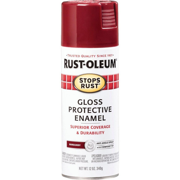 7768830 Rust-Oleum Stops Rust Burgundy Gloss 12 Oz. Anti-Rust Spray Paint