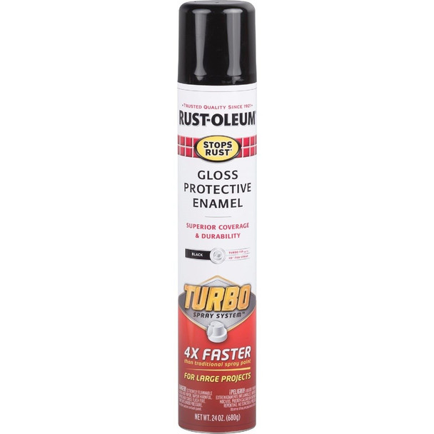334128 Rust-Oleum Stops Rust 24 Oz. Gloss Black Turbo Spray Paint