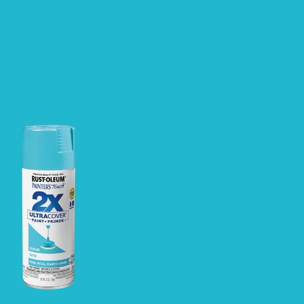 334050 Rust-Oleum Painter's Touch 2X Ultra Cover 12 Oz. Gloss Paint + Primer Spray Paint, Seaside