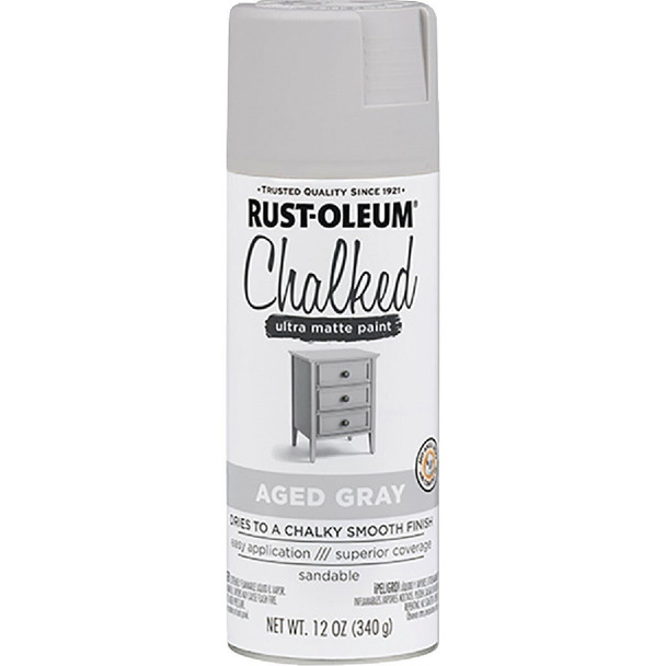 302592 Rust-Oleum Chalked 12 Oz. Ultra Matte Spray Paint, Aged Gray