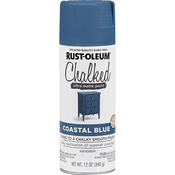 302598 Rust-Oleum Chalked 12 Oz. Ultra Matte Spray Paint, Coastal Blue