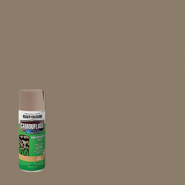 279177 Rust-Oleum Camouflage 2X Ultra Cover 12 Oz. Flat Spray Paint, Khaki