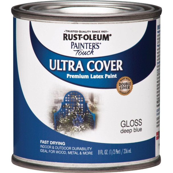 224423 Rust-Oleum Painter's Touch 2X Ultra Cover Premium Latex Paint, Deep Blue, 1/2 Pt.