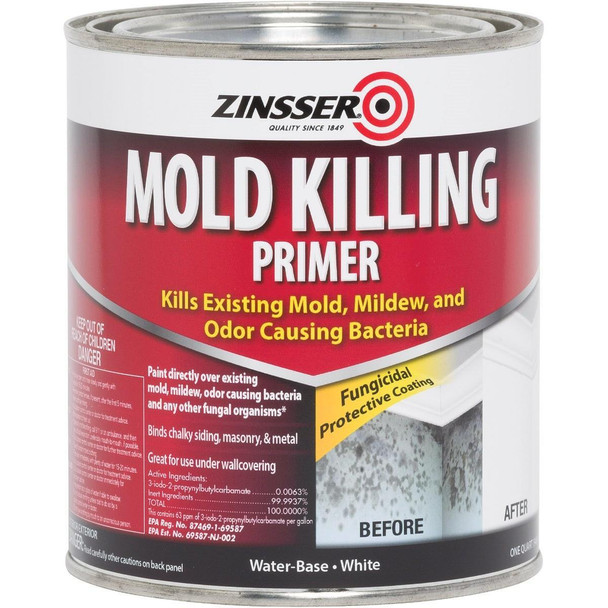 276087 Zinsser Mold Killing Interior/Exterior Primer, White, 1 Qt.