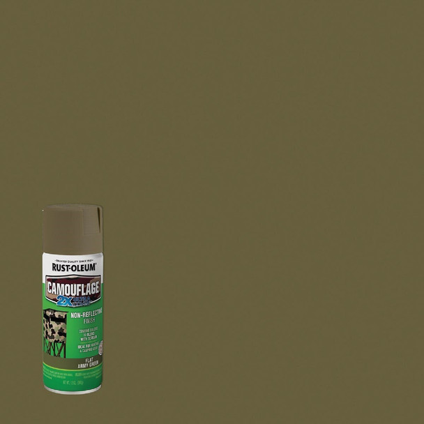 279176 Rust-Oleum Camouflage 2X Ultra Cover 12 Oz. Flat Spray Paint, Army Green