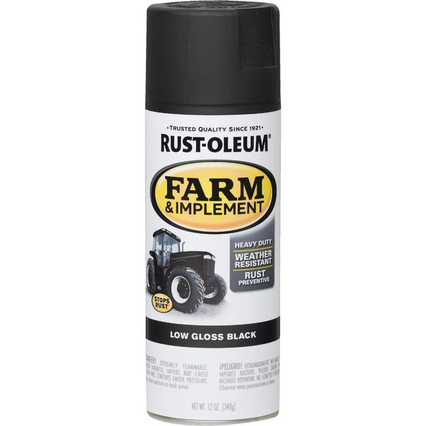 280130 Rust-Oleum 12 Oz. Low Gloss Black Farm & Implement Spray Paint