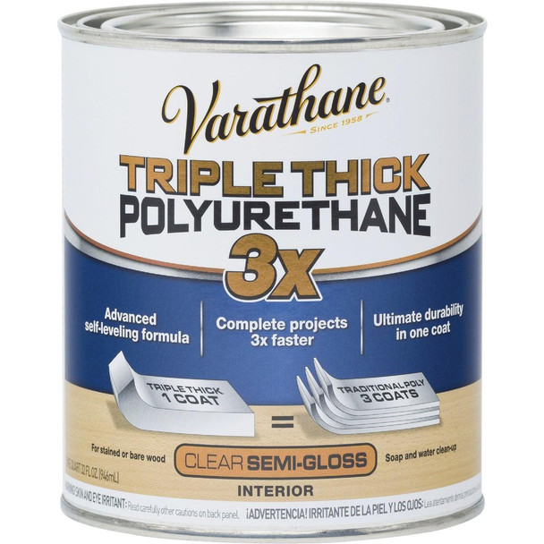 284472 Varathane Semi-Gloss Triple Thick Interior Polyurethane, 1 Qt.