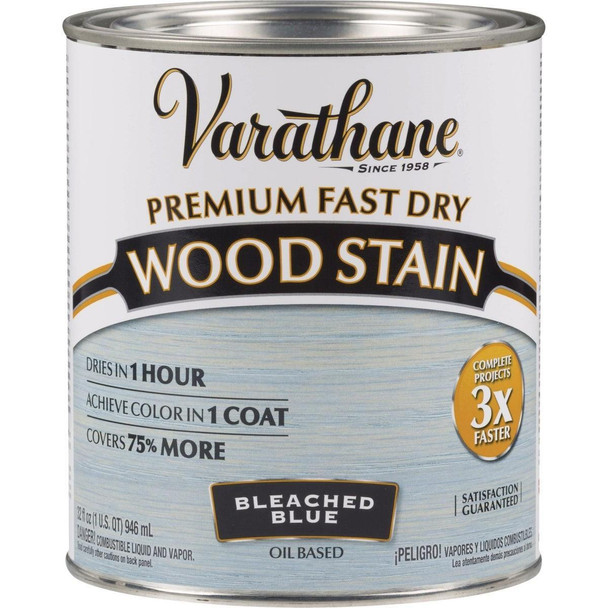 297425 Varathane Fast Dry Bleached Blue Urethane Modified Alkyd Interior Wood Stain, 1 Qt.