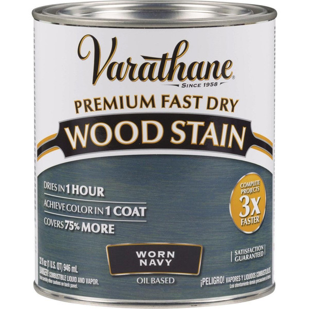 297428 Varathane Fast Dry Worn Navy Urethane Modified Alkyd Interior Wood Stain, 1 Qt.