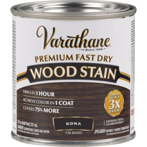 262029 Varathane Fast Dry Kona Wood Urethane Modified Alkyd Interior Wood Stain, 1/2 Pt.