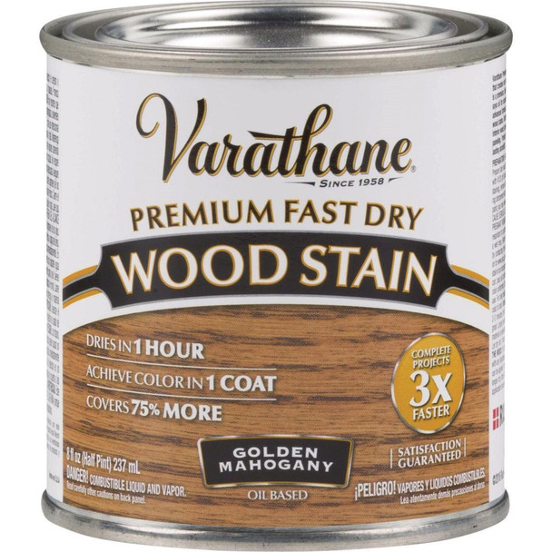 262033 Varathane Fast Dry Golden Mahogany Urethane Modified Alkyd Interior Wood Stain, 1/2 Pt.