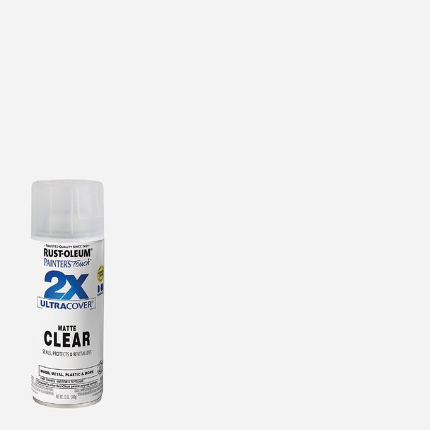 334022 Rust-Oleum Painter's Touch 2X Ultra Cover Clear 12 Oz. Matte Finish Spray Paint, Clear