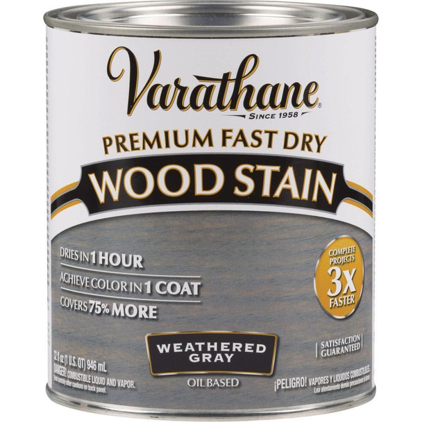 269394 Varathane Fast Dry Weathered Gray Urethane Modified Alkyd Interior Wood Stain, 1 Qt.