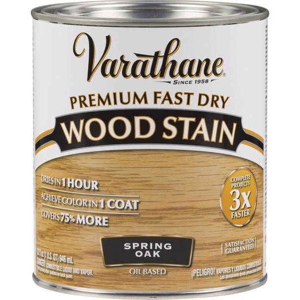 262004 Varathane Fast Dry Spring Oak Urethane Modified Alkyd Interior Wood Stain, 1 Qt.