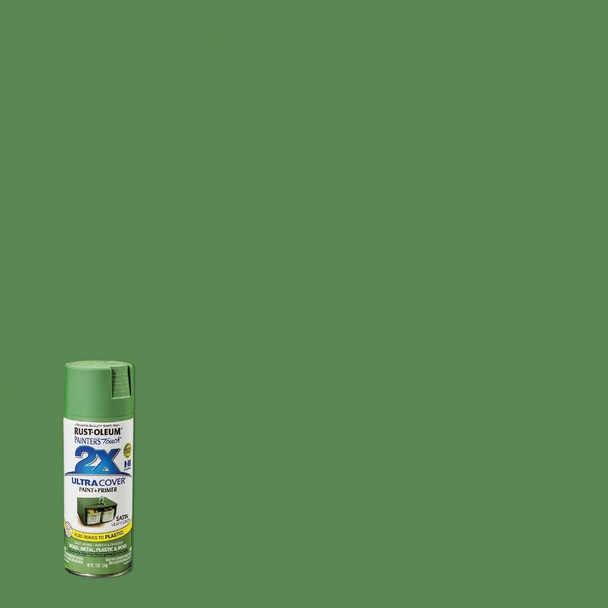 249072 Rust-Oleum Painter's Touch 2X Ultra Cover 12 Oz. Satin Paint + Primer Spray Paint, Leafy Green