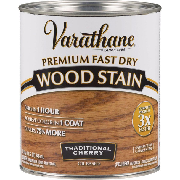 262008 Varathane Fast Dry Traditional Cherry Urethane Modified Alkyd Interior Wood Stain, 1 Qt.