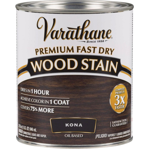 262010 Varathane Fast Dry Kona Wood Urethane Modified Alkyd Interior Wood Stain, 1 Qt.
