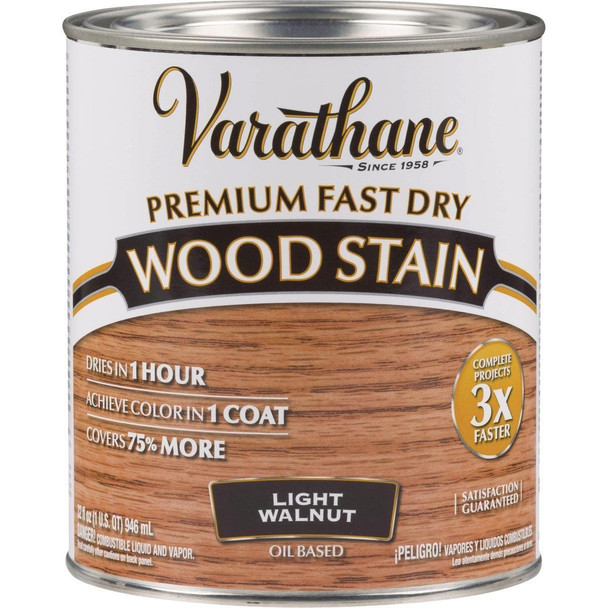 262015 Varathane Fast Dry Light Walnut Urethane Modified Alkyd Interior Wood Stain, 1 Qt.