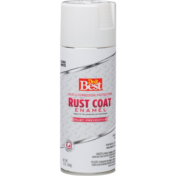 203505D Rust Coat Enamel Gloss White 12 Oz. Anti-Rust Spray Paint