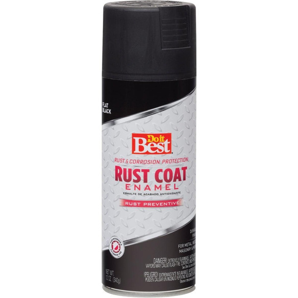 203506D Rust Coat Flat Black 12 Oz. Anti-Rust Spray Paint