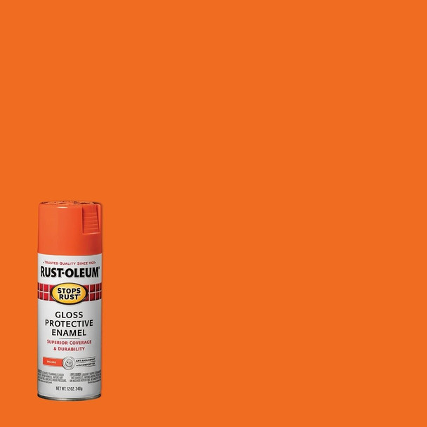 214084 Rust-Oleum Stops Rust Orange Gloss 12 Oz. Anti-Rust Spray Paint