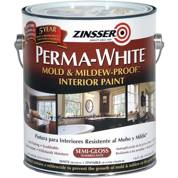 2761 Zinsser Perma-White White-Tintable Semi-Gloss Gallon Mildew Paint