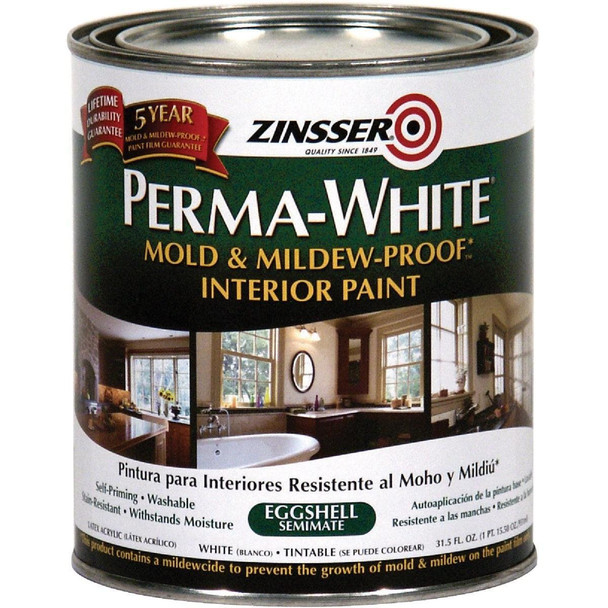 2774 Zinsser Perma-White White-Tintable Eggshell Quart Mildew Paint