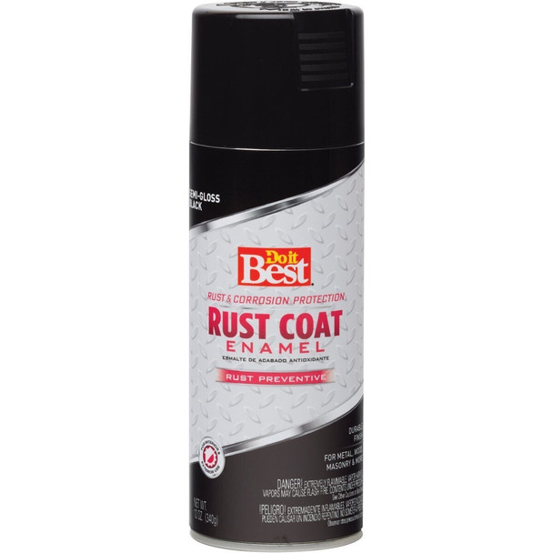 203507D Rust Coat Semi-Gloss Black 12 Oz. Anti-Rust Spray Paint