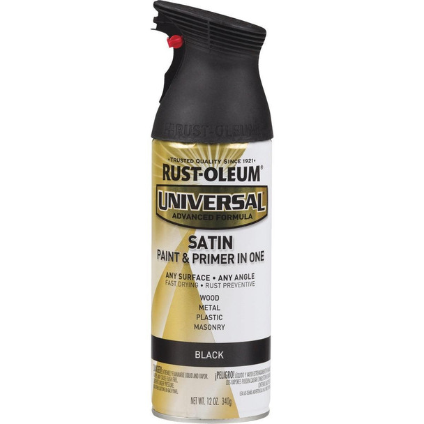 245197 Rust-Oleum Universal 12 Oz. Satin Black Paint