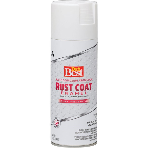 203544D Rust Coat Satin White Flat 12 Oz. Anti-Rust Spray Paint