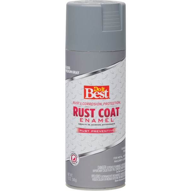 203545D Rust Coat Gloss Medium Gray 12 Oz. Anti-Rust Spray Paint