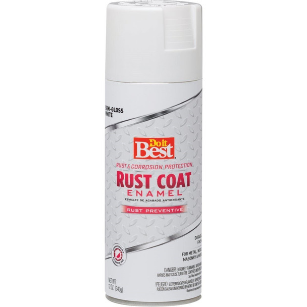 203547D Rust Coat Gloss Semi-Gloss White 12 Oz. Anti-Rust Spray Paint