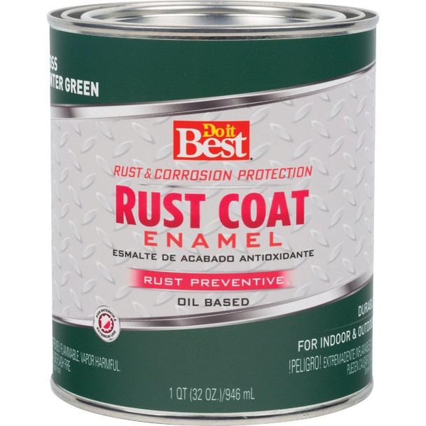 203572D Rust Coat Oil-Based Gloss Enamel, Hunter Green, 1 Qt.