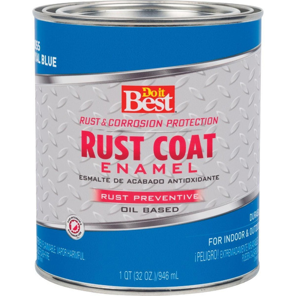 203579D Rust Coat Oil-Based Gloss Enamel, Royal Blue, 1 Qt.