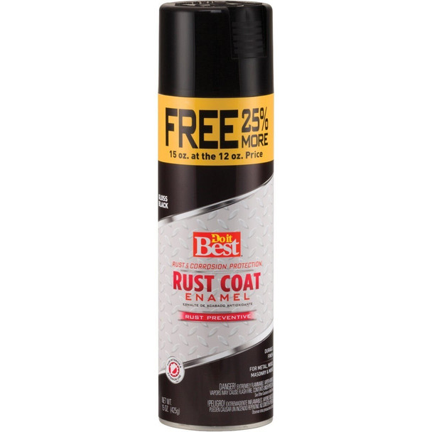 203613D Rust Coat Gloss Black 15 Oz. Anti-Rust Spray Paint