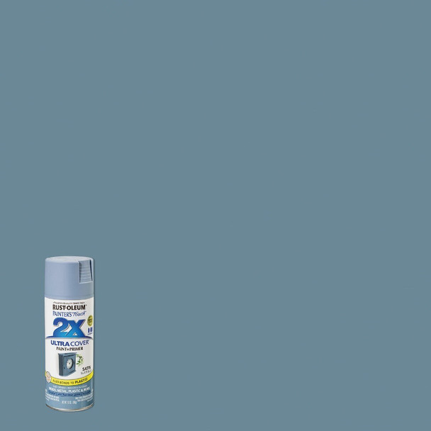 249066 Rust-Oleum Painter's Touch 2X Ultra Cover 12 Oz. Satin Paint + Primer Spray Paint, Slate Blue