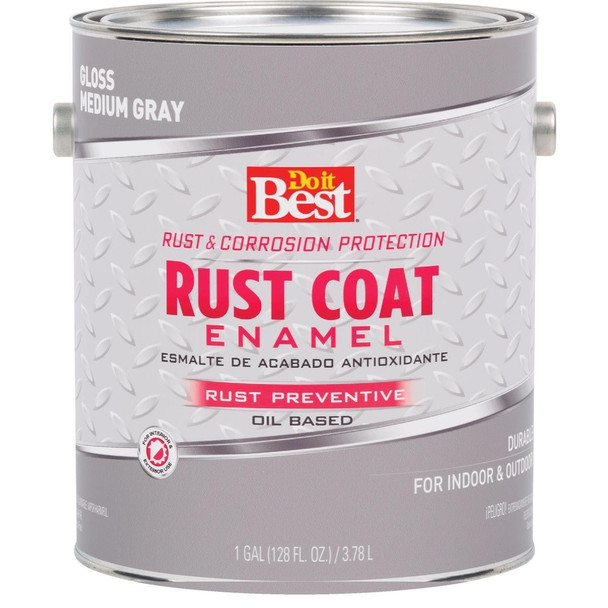 203703D Rust Coat Oil-Based Gloss Enamel, Medium Gray, 1 Gal.