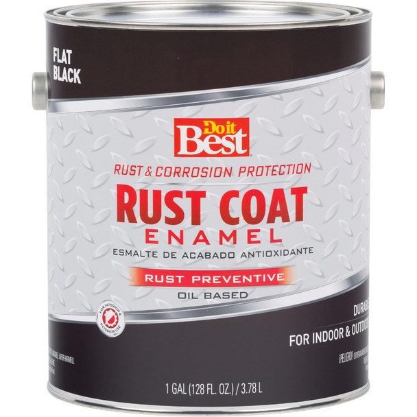 203706D Rust Coat Oil-Based Flat Enamel, Black, 1 Gal.