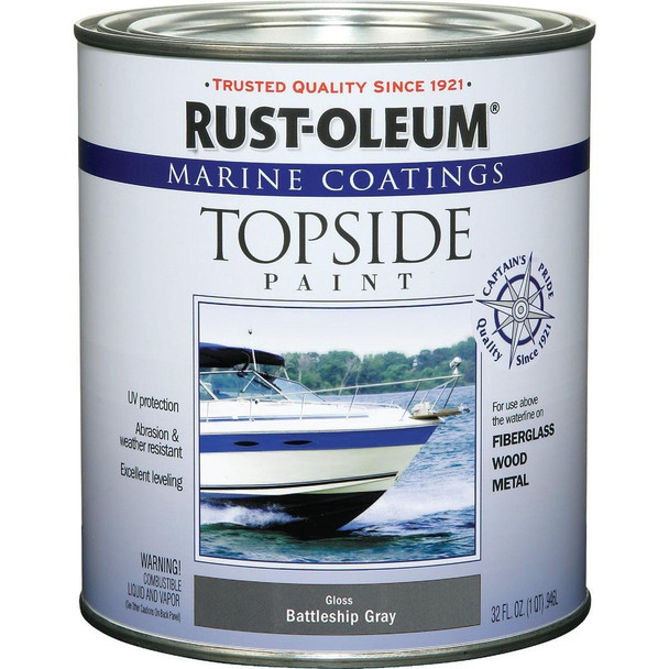 207005 Rust-Oleum Gloss Marine Boat Topside Paint, Battle Gray, 1 Qt.