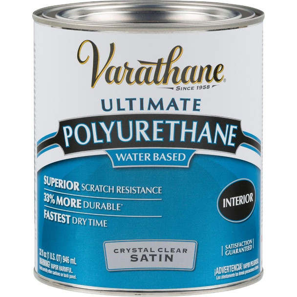 200241H Varathane Satin Low Odor Water Based Interior Polyurethane, 1Qt.
