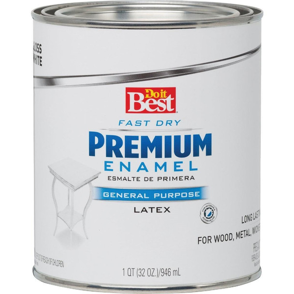 203287D Fast Dry Acrylic Latex Gloss Premium Enamel, White, 1 Qt.