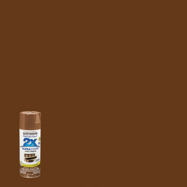 249847 Rust-Oleum Painter's Touch 2X Ultra Cover 12 Oz. Gloss Paint + Primer Spray Paint, Chestnut